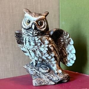 UCTCI Great Horned Owl Figurine • Hand‑Painted • Japan • Vintage • 6.5”